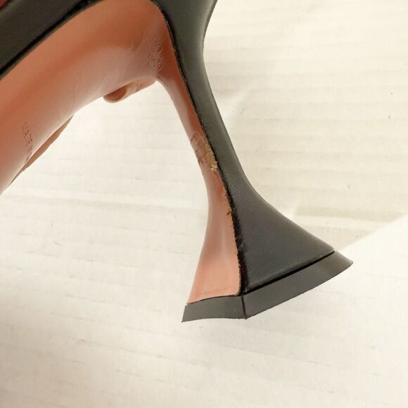 Amina Muaddi Women’s Lupita Leather Black Luxury Slipper Mule Sandal Size 11 - Picture 7 of 11